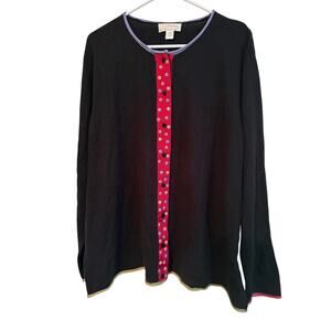 VTG CJ Banks Artsy Black Cardigan Colored Buttons and Trim Women's 3X Plus EUC